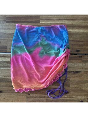 Easy Tiger Mini Skirt‎ Pink Tie Dye Women’s XS Festival Rave Fairy Rainbow Boho